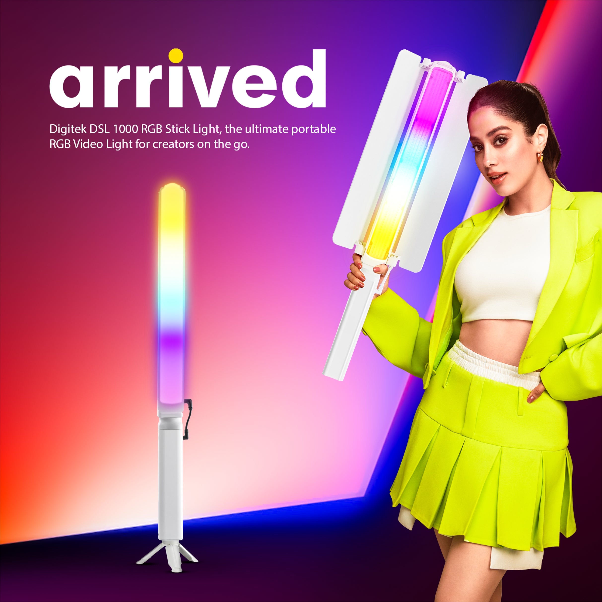 Digitek (DSL-1000 RGB) Portable RGB LED Stick Light 100W