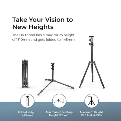 Digitek (DTR 520 BH) (60 Inch) (152cm) Professional Aluminum Tripod Cum Monopod with Swivel Pan Head, for DSLR Camera | Maximum Operating Height: 4.95 Feet | Maximum Load Upto: 7kgs (Black) - Digitek