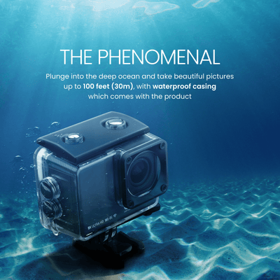 Digitek GoCAM (DAC-002) 5K 60fps 24MP WiFi Ultra HD Sports Action Camera with 2" HD Screen & External MIC Support 100 feet Waterproof (with Waterproof case) 2 x 1350mAh Battery - Digitek