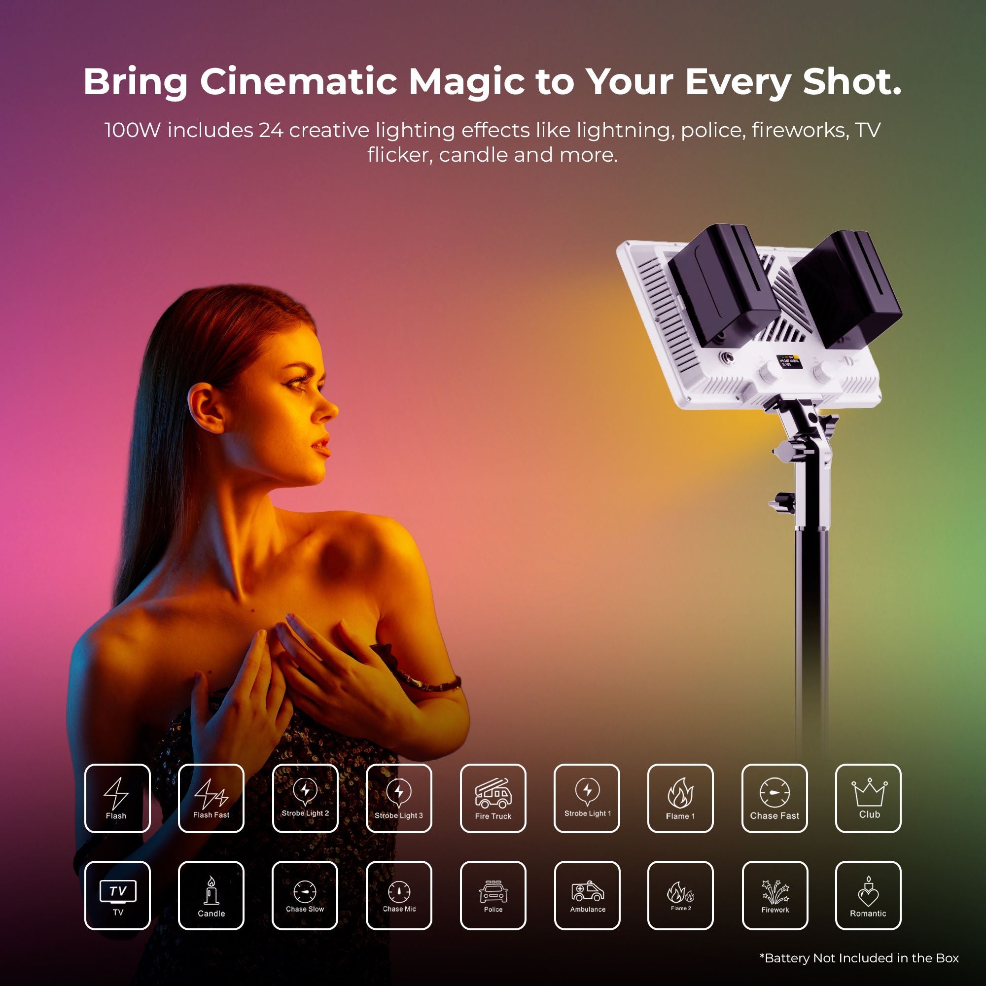 Digitek (LED-D100W RGB) 100W RGB LED Video Light with Softbox & Power Bank